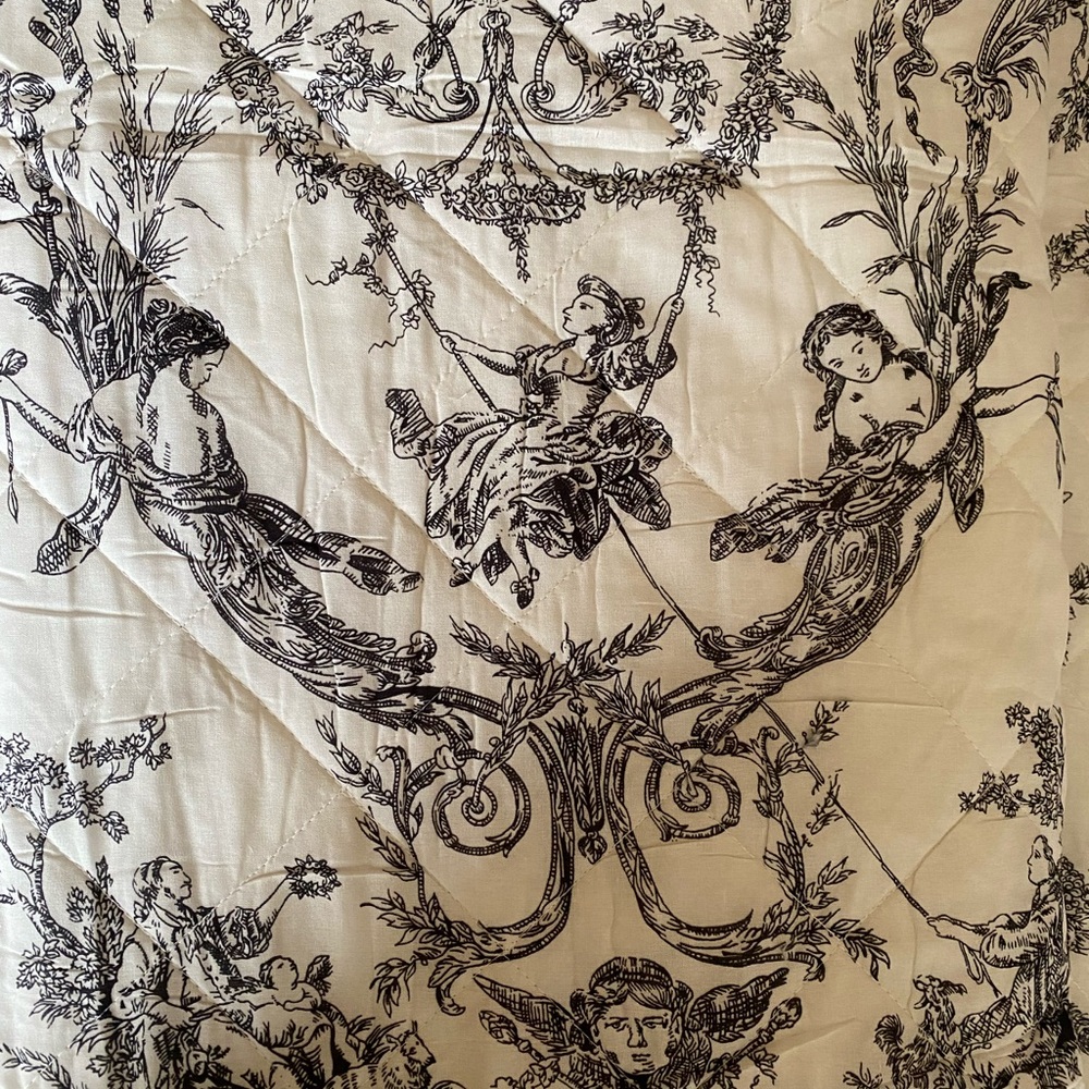 Classic Black and White Toile queen size Quilt - no shams - Picture 5 of 10